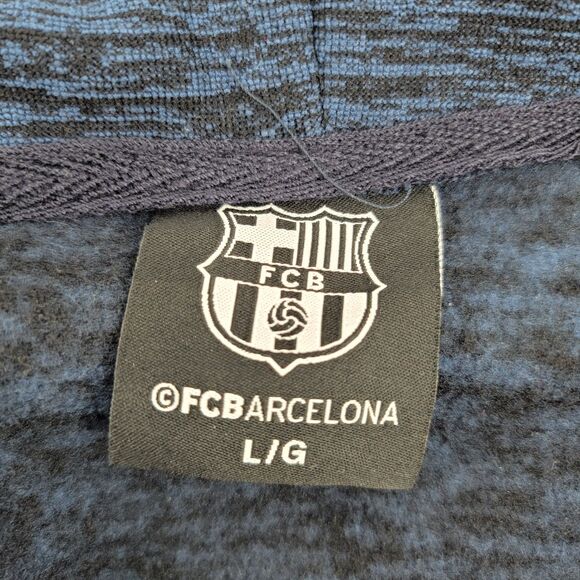 FC Barcelona Mens Long Sleeve Full Zip Hoodie Windbreaker/Sweater Jacket L - Picture 7 of 12